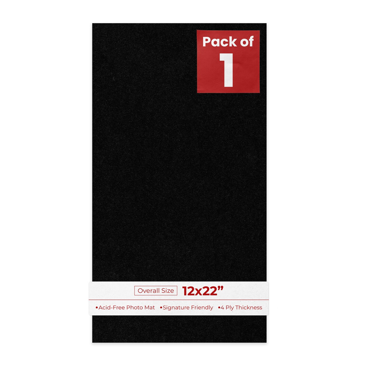 Black with Black Core 12x22 Uncut Mat Board - Blank Sheets, No Opening